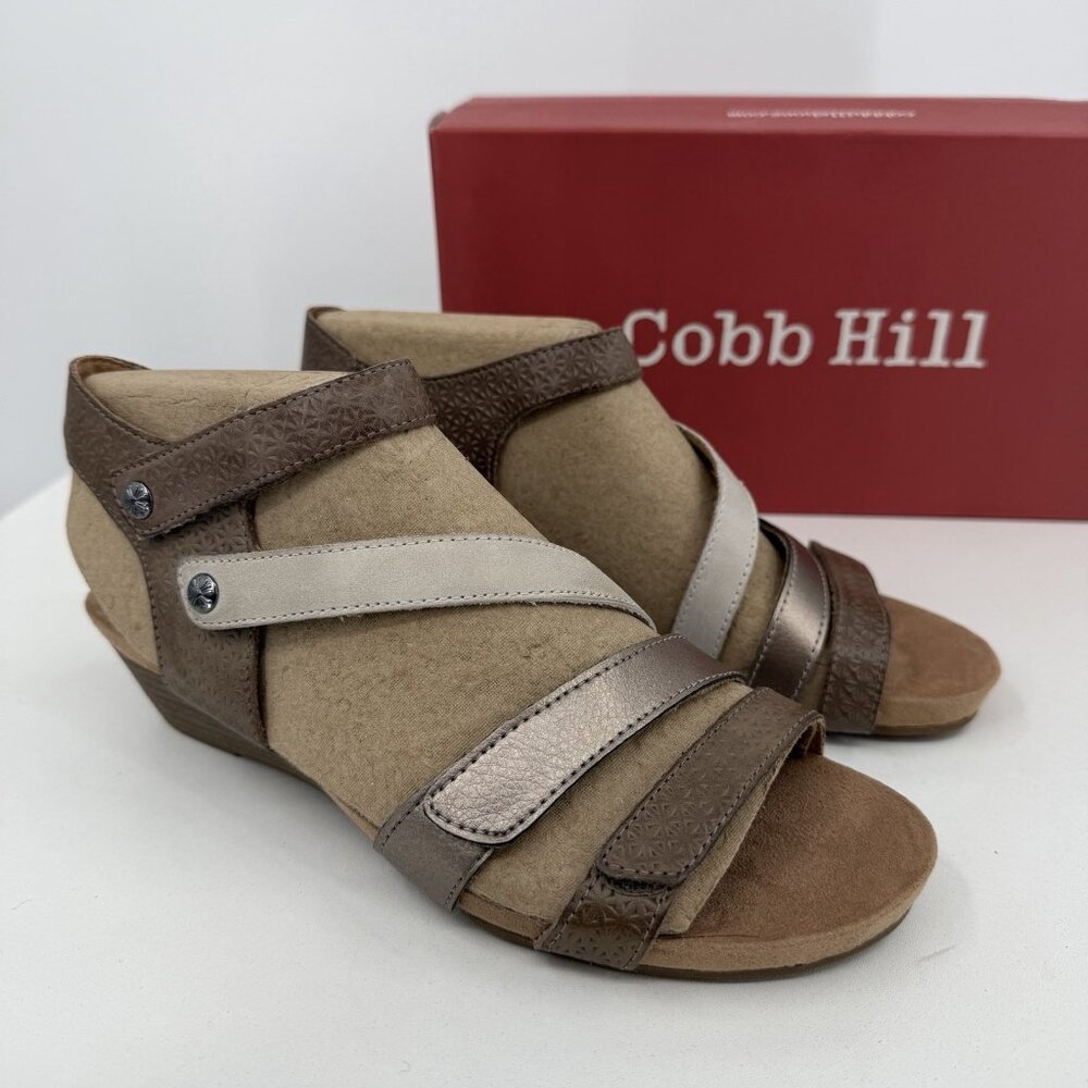 Cobb Hill Women's Hollywood 4-Strap Wedge Sandals size 7 W WIDE CI0237 COMFORT